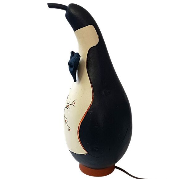 Meadowbrooke Gourd Penquin Lamp Light Handcrafted Carved Holiday Winter Vintage - Picture 7 of 16